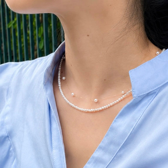 K18YGアコヤ3.5mmステーションネックレス