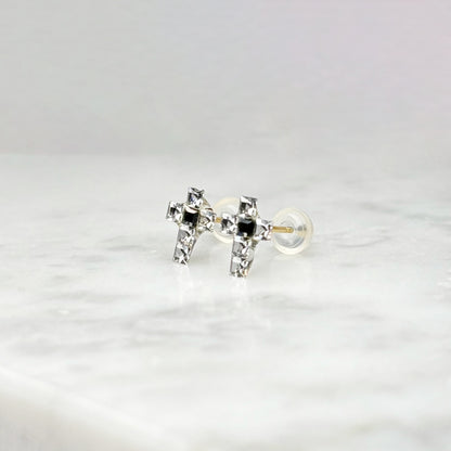 K18スワロフスキーシロ/クロ　ピアス