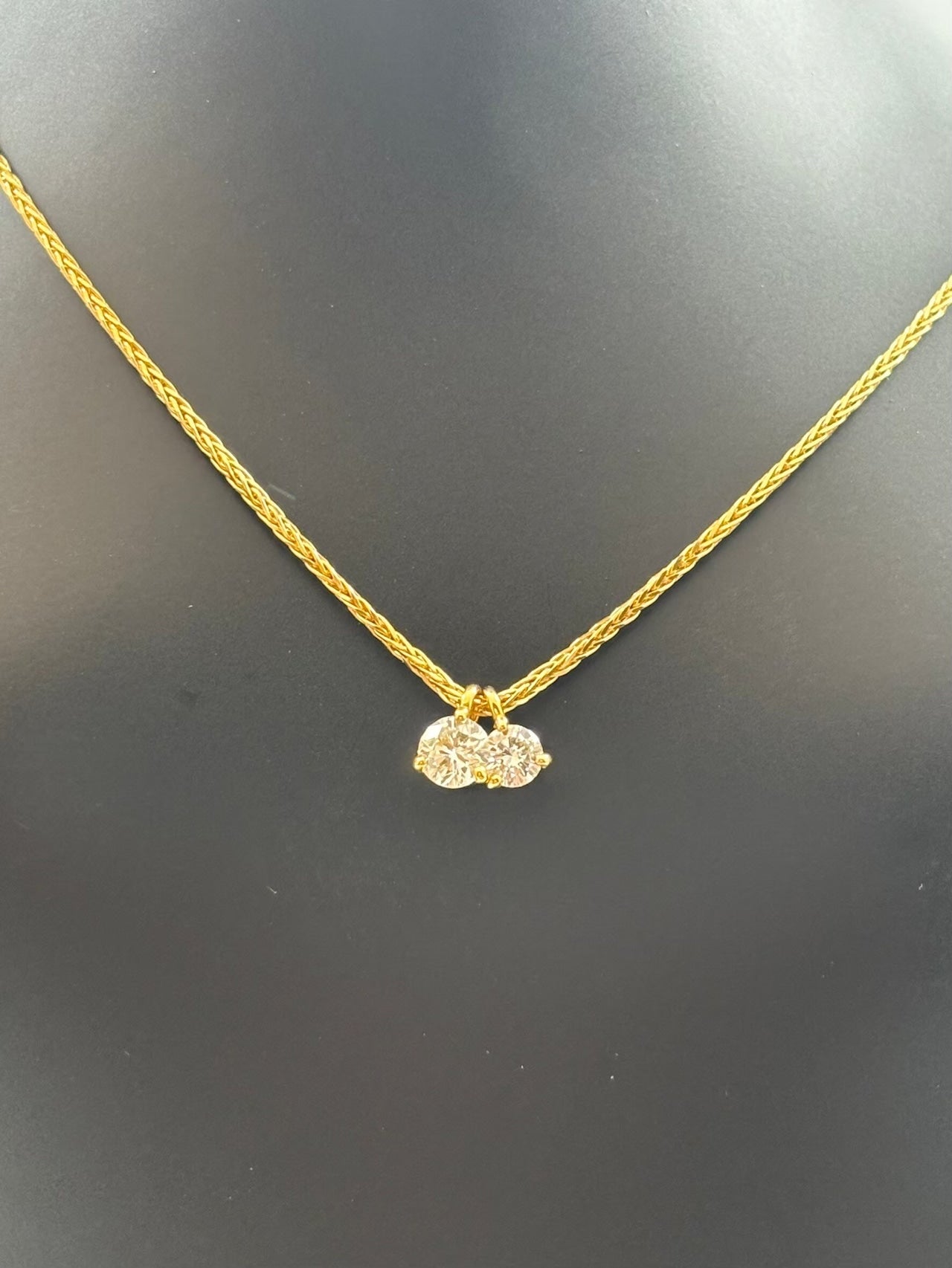 K18YG 2粒ダイヤネックレス　【取り寄せ又は新品製作商品です】