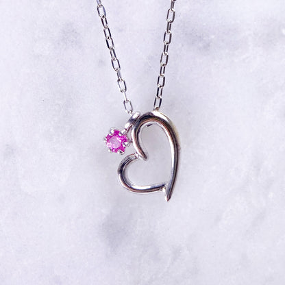 K10WGピンクサファイヤペンダントネックレス