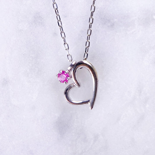 K10WGピンクサファイヤペンダントネックレス