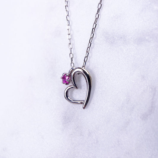 K10WGピンクサファイヤペンダントネックレス