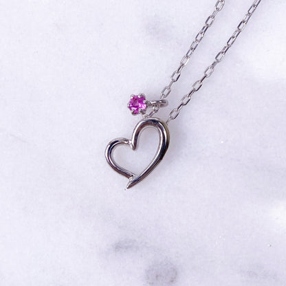 K10WGピンクサファイヤペンダントネックレス