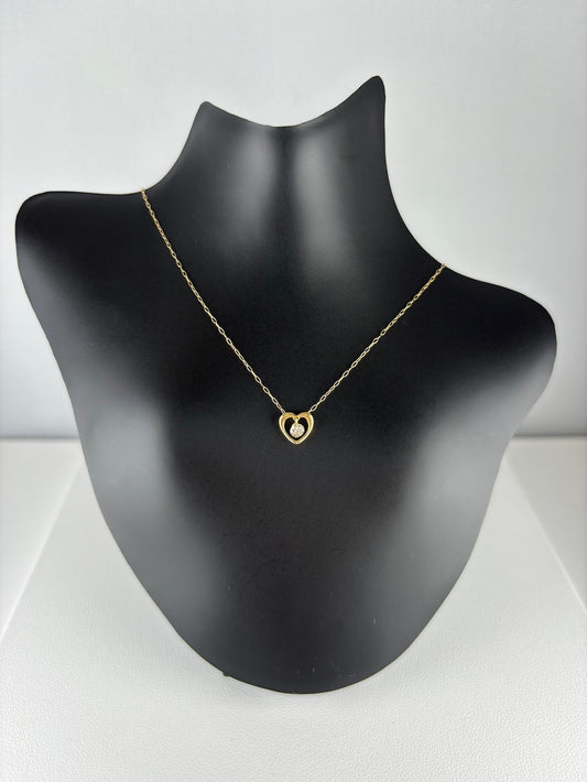 K18YG/WG スウィングダイヤネックレス（ハート）