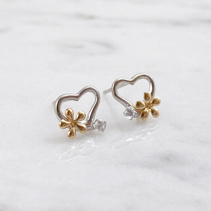 K14WG/K18PG CZピアス