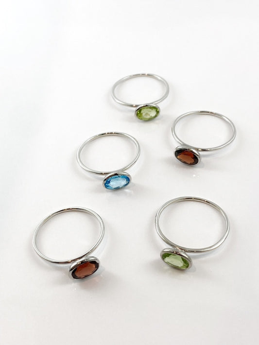 シルバーリング（ガーネット・ペリドット・ブルートパーズ）