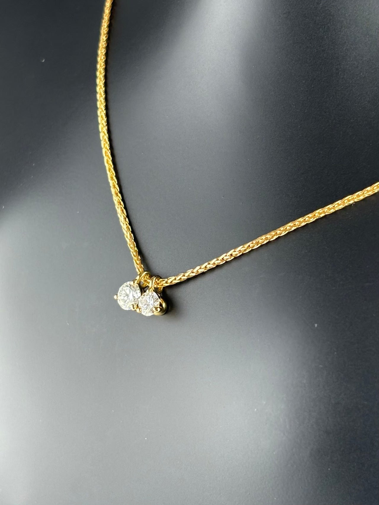 K18YG 2粒ダイヤネックレス　【取り寄せ又は新品製作商品です】