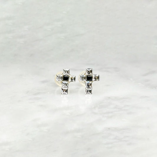 K18スワロフスキーシロ/クロ　ピアス