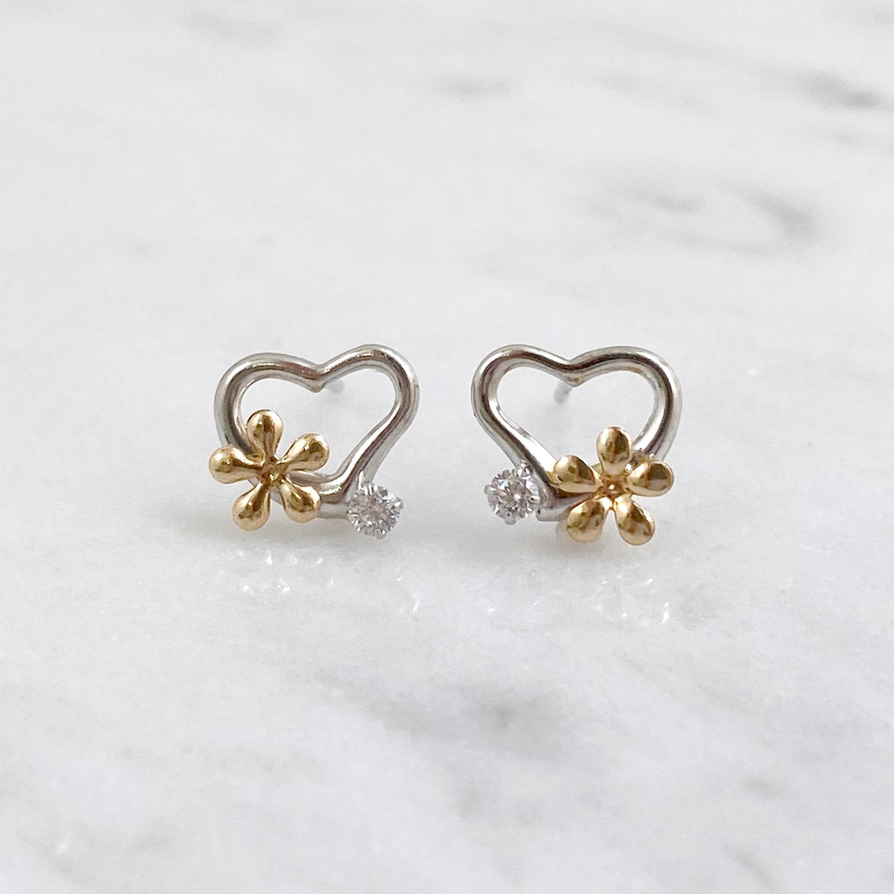 K14WG/K18PG CZピアス